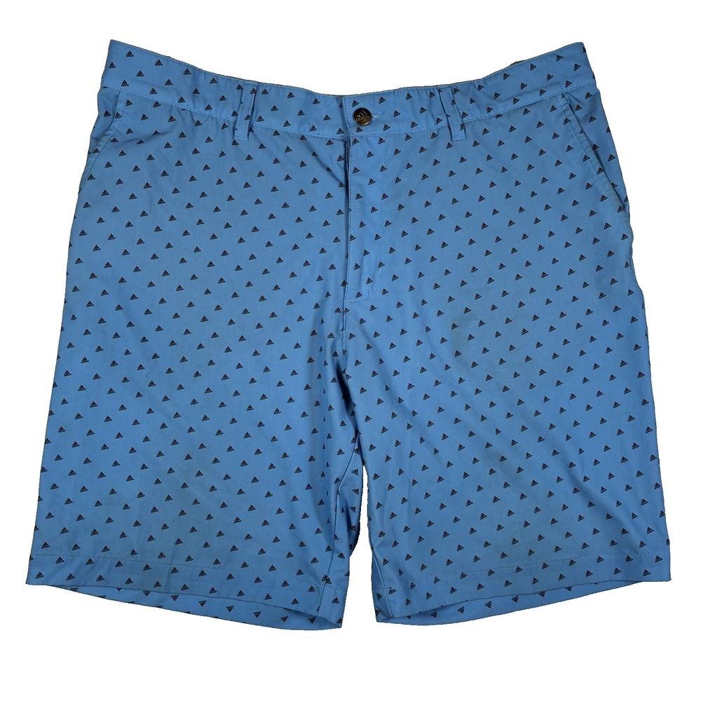 Adidas Ultimate 365 Golf Shorts Men 36 Blue Allover Mountain Logo Print Sporty